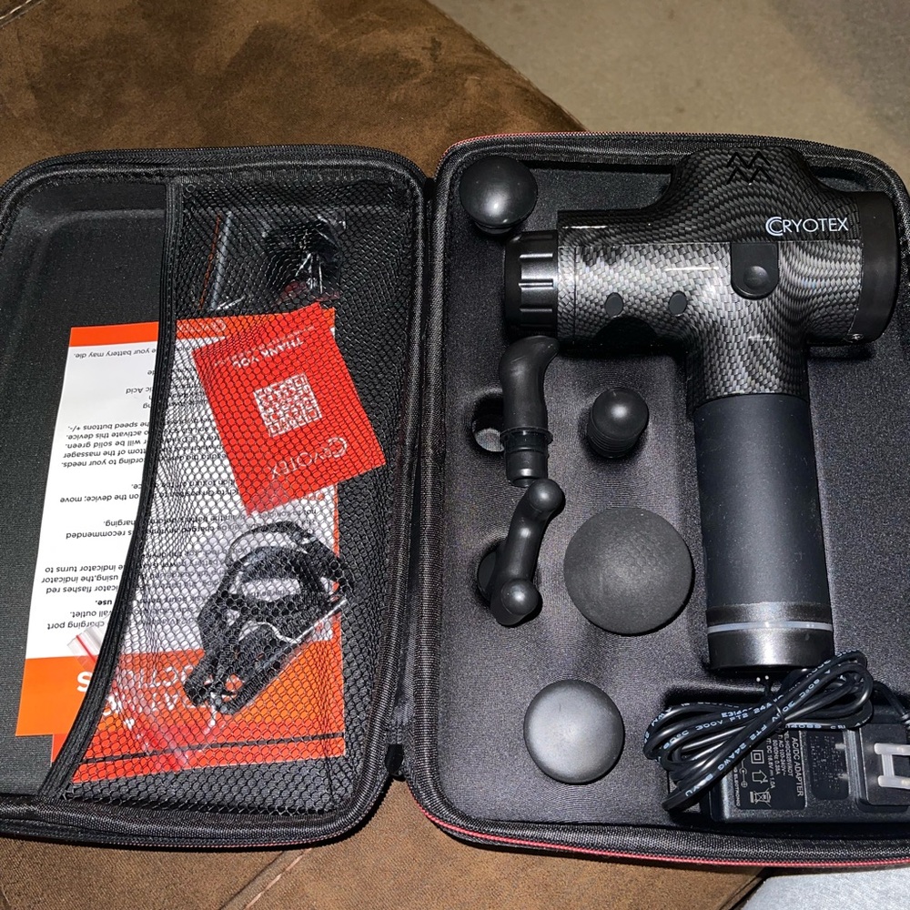 Cryotex Black Massage Gun with Accessories (used once)